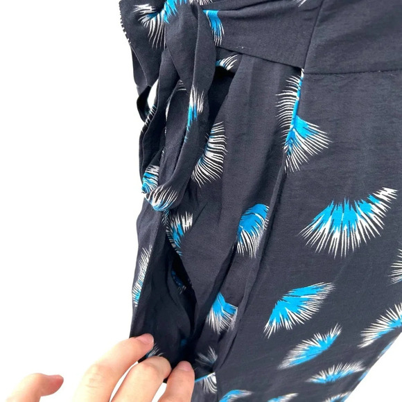 Whistles Coral Print Frill Jumpsuit Black Blue Size US 4 - Picture 5 of 10